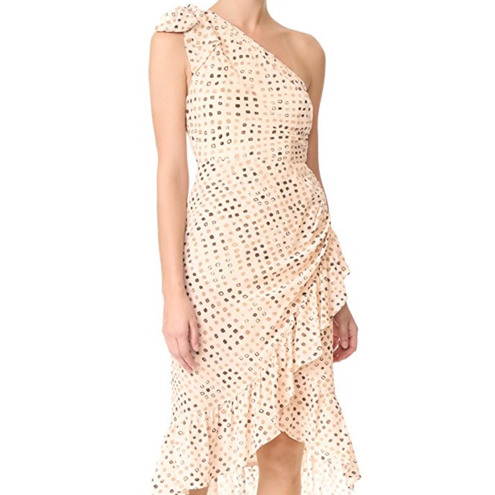 ULLA JOHNSON Imogen Ruffle One Shoulder Silk Dress